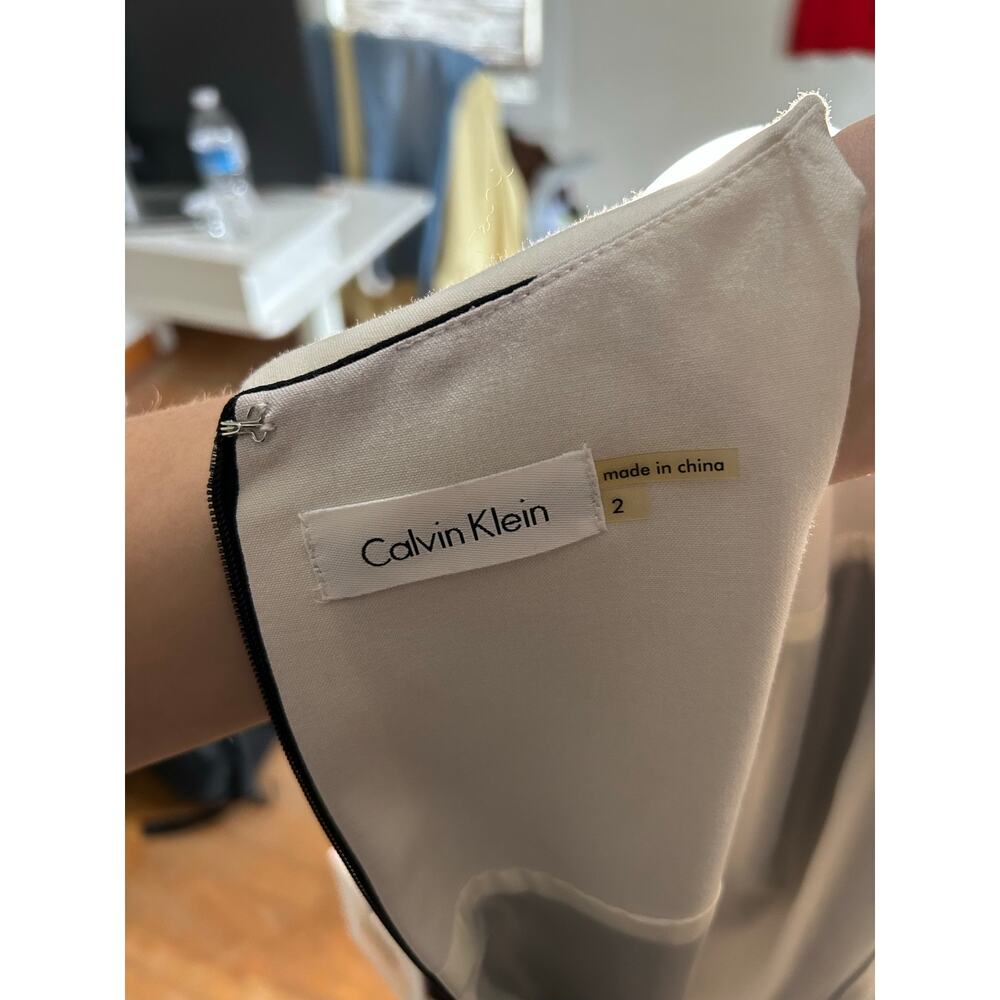 Calvin Klein 2 Black White Colorblock Sleeveless Sheath Dress Career NWT - Picture 7 of 11